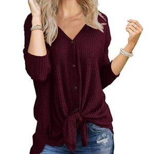 Waffle Front Tie Shirt